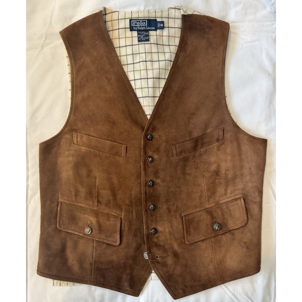 Polo by Ralph Lauren Men’s Suede Vest, Size Medium, Brown, Excellent Condition - Picture 3 of 9